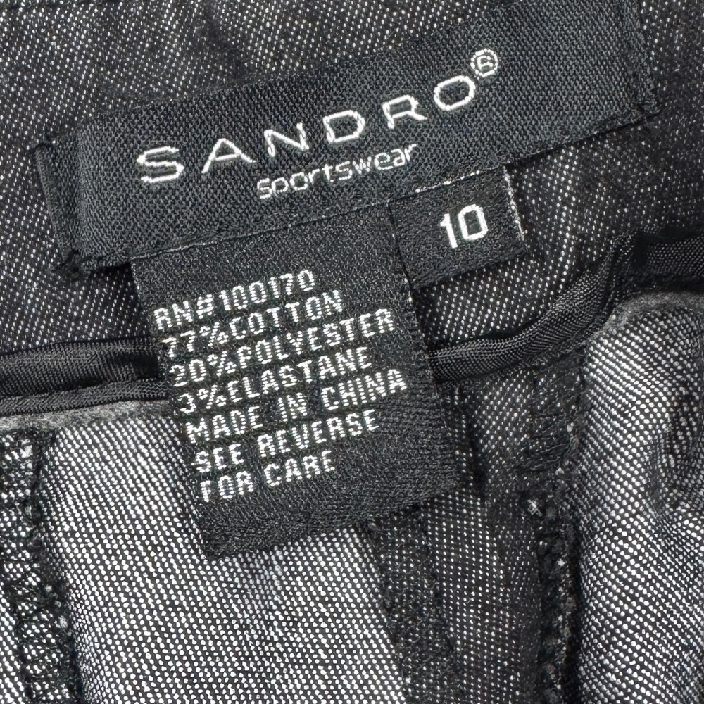 Sandro Sportswear Black Denim Rolled Cuffs Cropped Length Casual Pants Size 10 - Picture 15 of 15